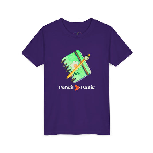 Youth Pencil Beats Panic Tee – Empower Young Writers with Confidence & Creativity