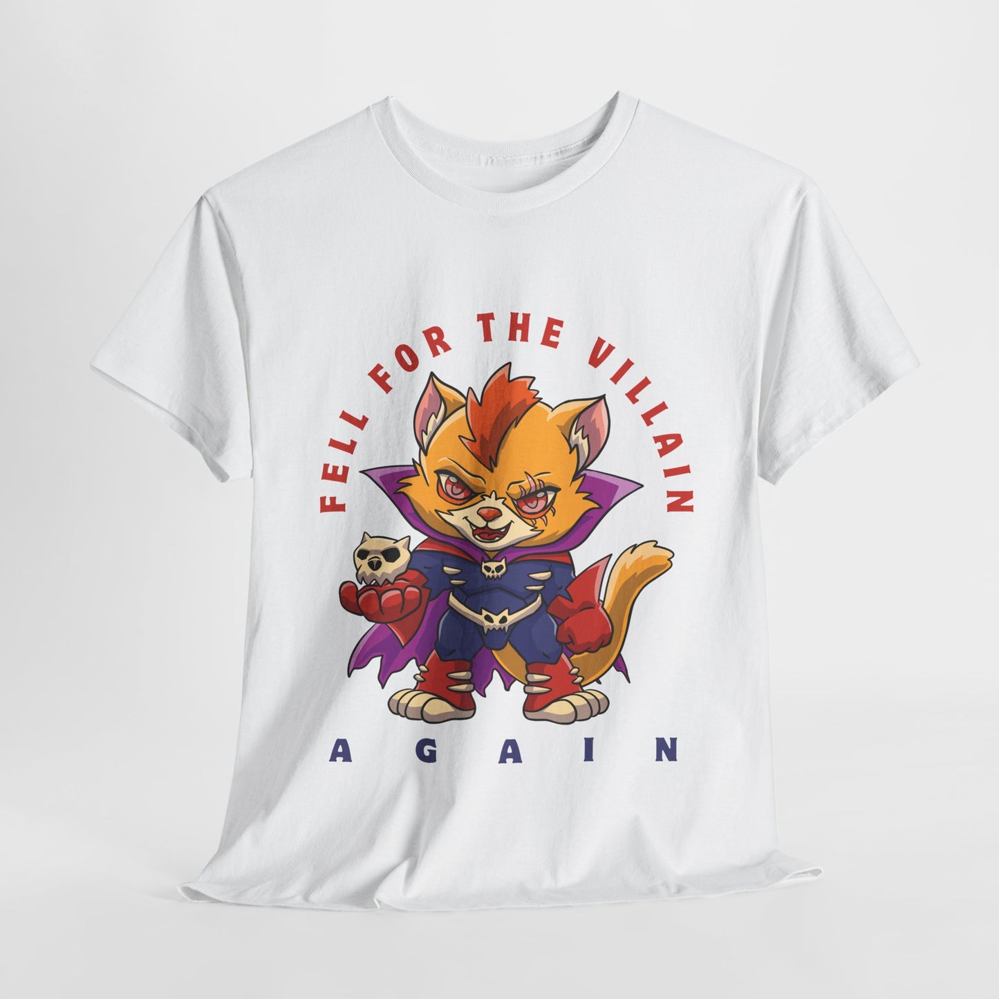 Teen/Adult Unisex “Fell for the Villain Again” Tee – Purrfectly Evil Book Crush Shirt