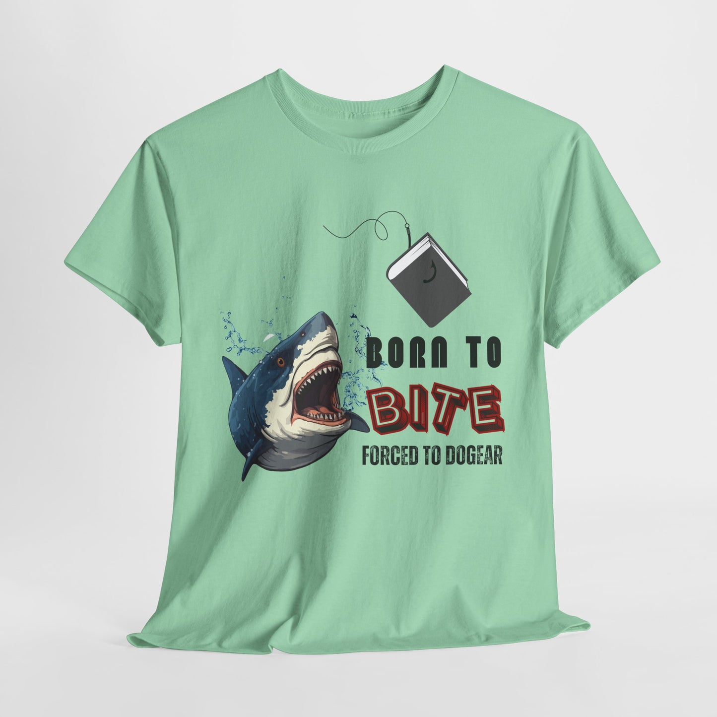 Teen/Adult Unisex Born to Bite Tee – Funny Shark Shirt for Bold Book Lovers