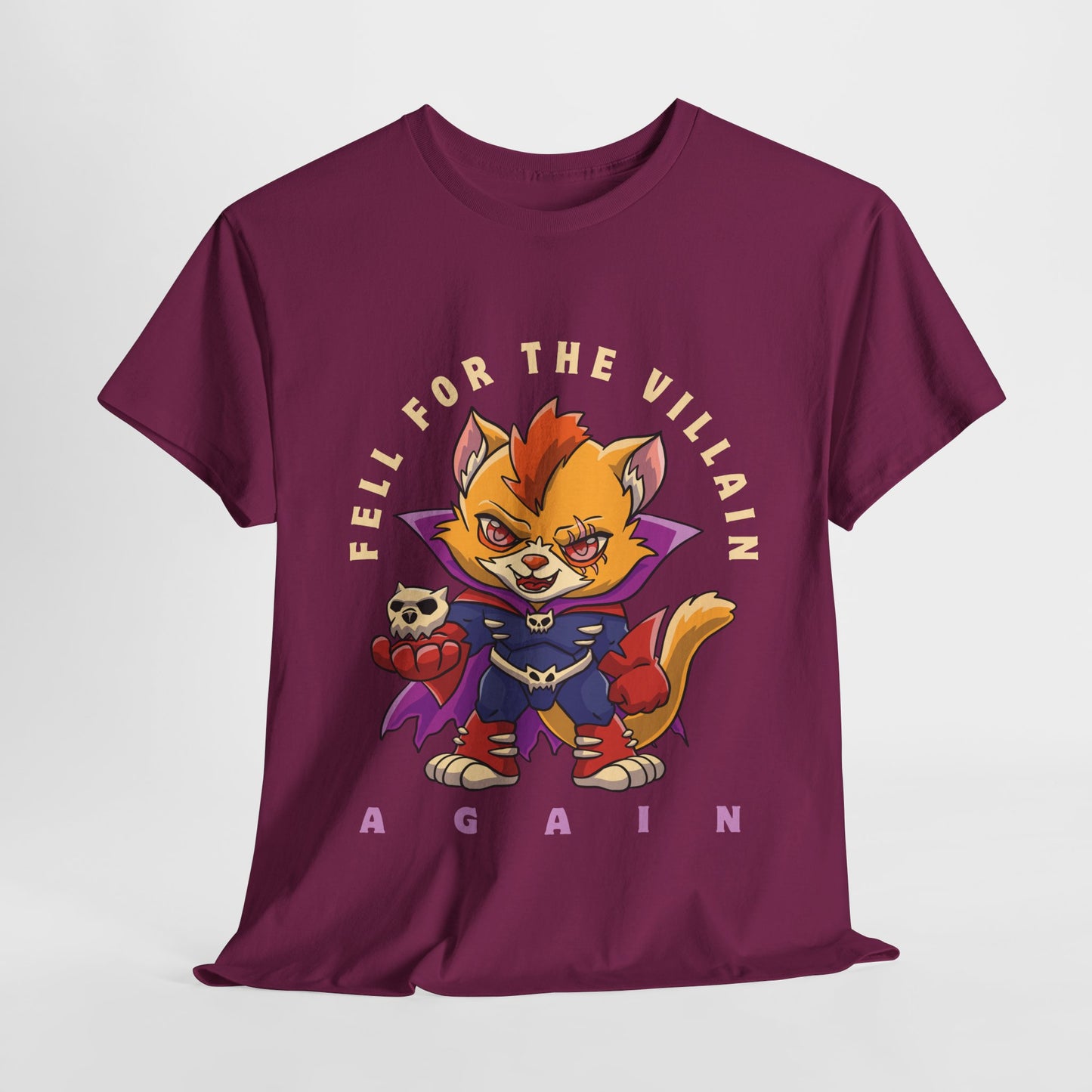 Teen/Adult Unisex “Fell for the Villain Again” Tee – Purrfectly Evil Book Crush Shirt