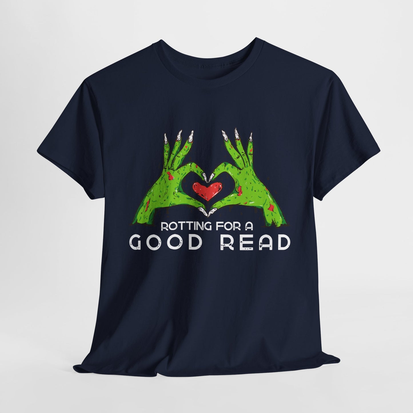 Teen/Adult Unisex "Rotting for a Good Read" Zombie Hands T-Shirt – Creepy Book Lover Tee