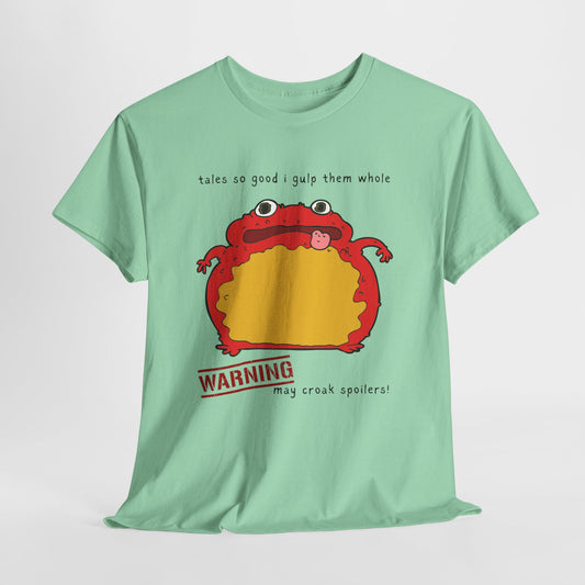 Teen/Adult Unisex Spoiler Croaker Tee – Devour Books, Dish Endings
