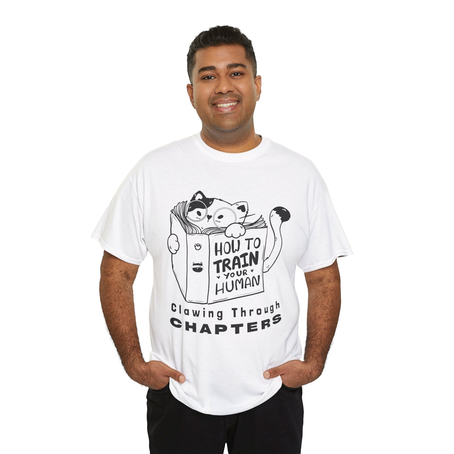 Teen/Adult Unisex How to Train Your Human Cat Shirt, Clawing Through Chapters Book Tee