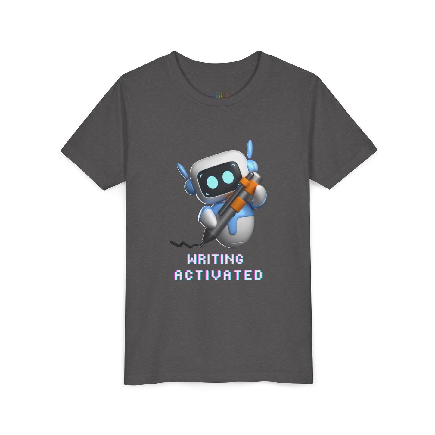 Youth Writing Activated Tee – Robot-Inspired Shirt for Creative Kids, For young writers ready to power up their pens!