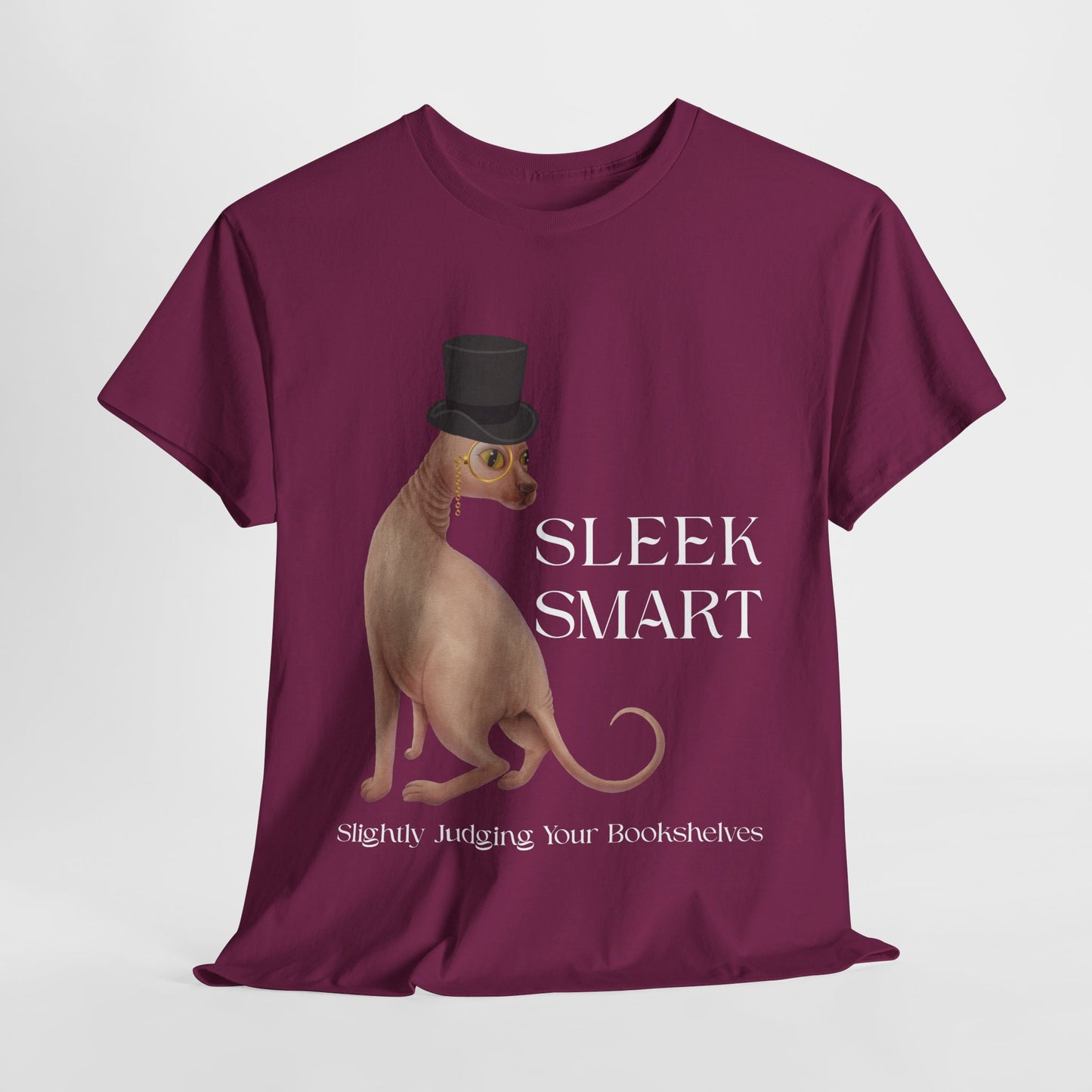Teen/Adult Unisex Sleek Smart Tee – For Bookish Minds with Feline Taste