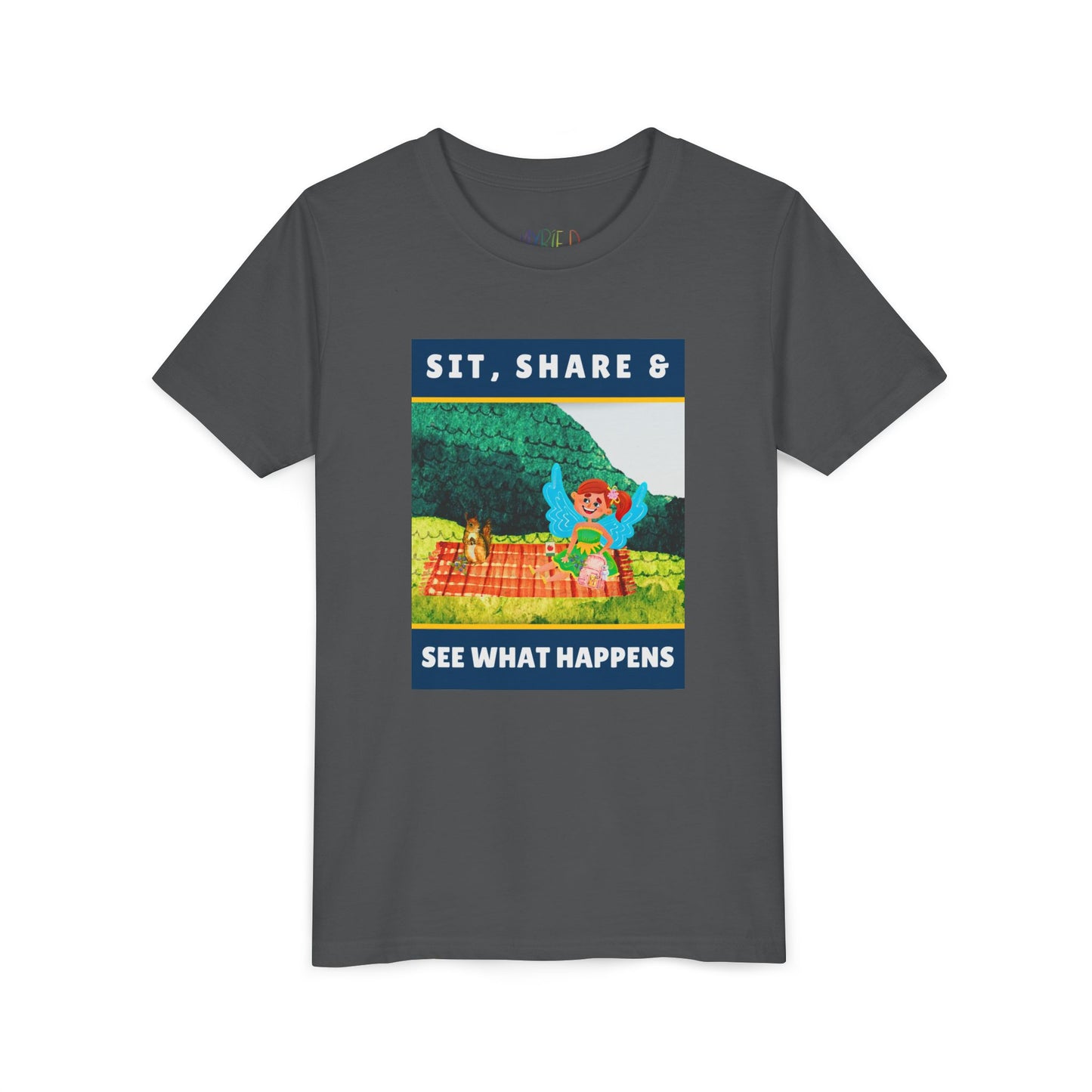 Youth Sit, Share & See What Happens Tee – Wholesome T-Shirt for Kind-Hearted Kids, Nature Lovers & Budding Friends