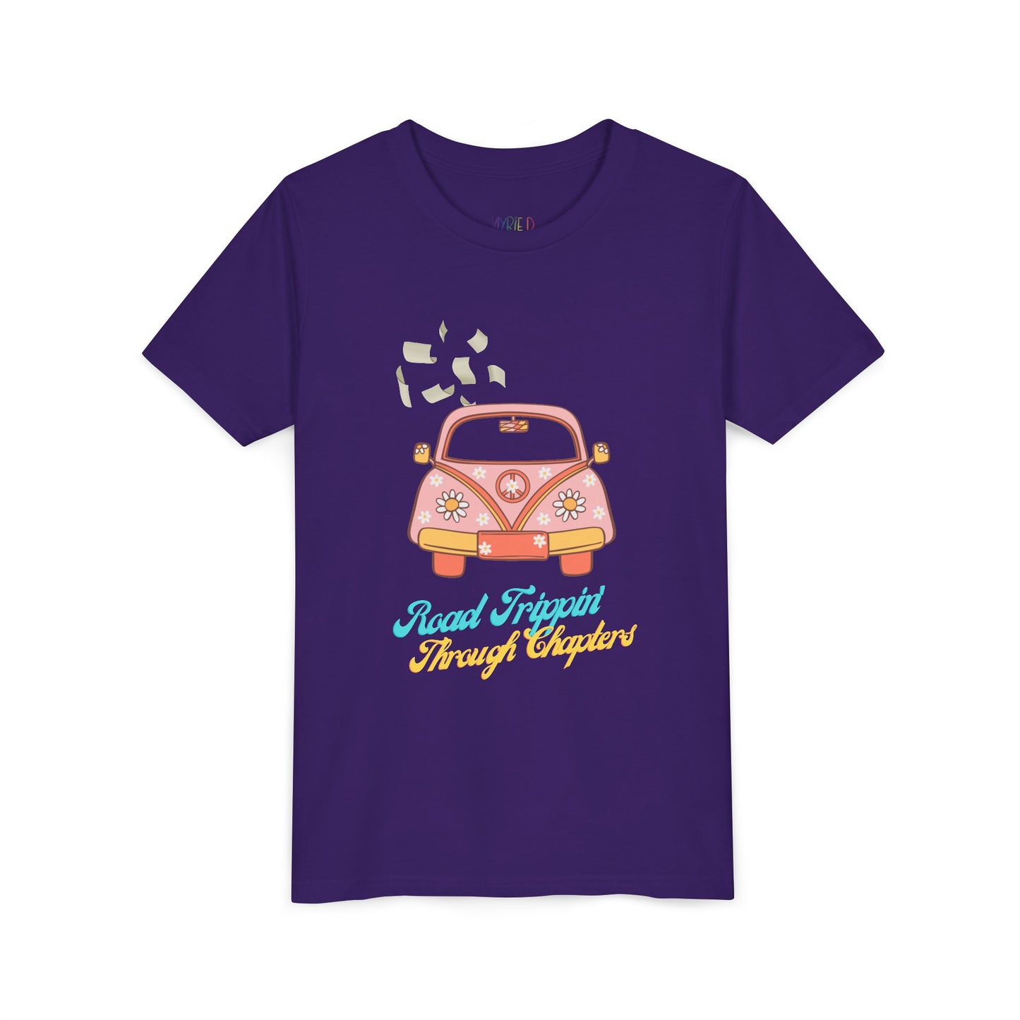 Youth Road Trippin' Through Chapters Tee – For Book-Loving Adventurers, Perfect for young readers with wanderlust and wild imaginations!