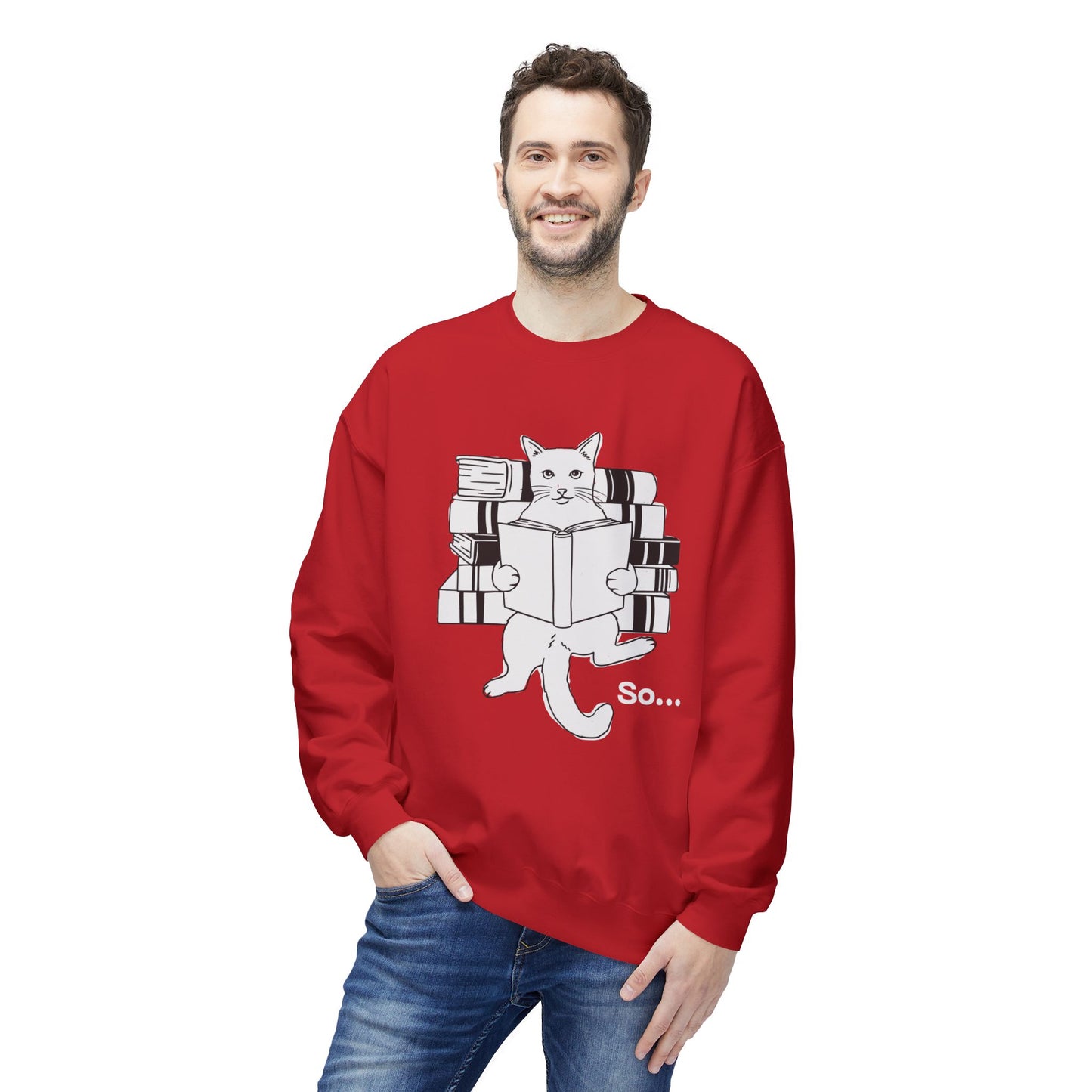 Teen/Adult Unisex So… Funny Cat Reading Sweatshirt