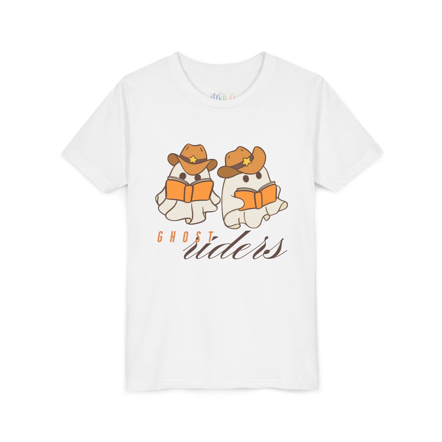 Youth Ghost Riders Halloween T-Shirt – Cute Book-Loving Ghosts Design