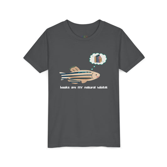 Youth Books Are My Natural Habitat Tee – Perfect for Young Bookworms, A playful design for deep-diving readers