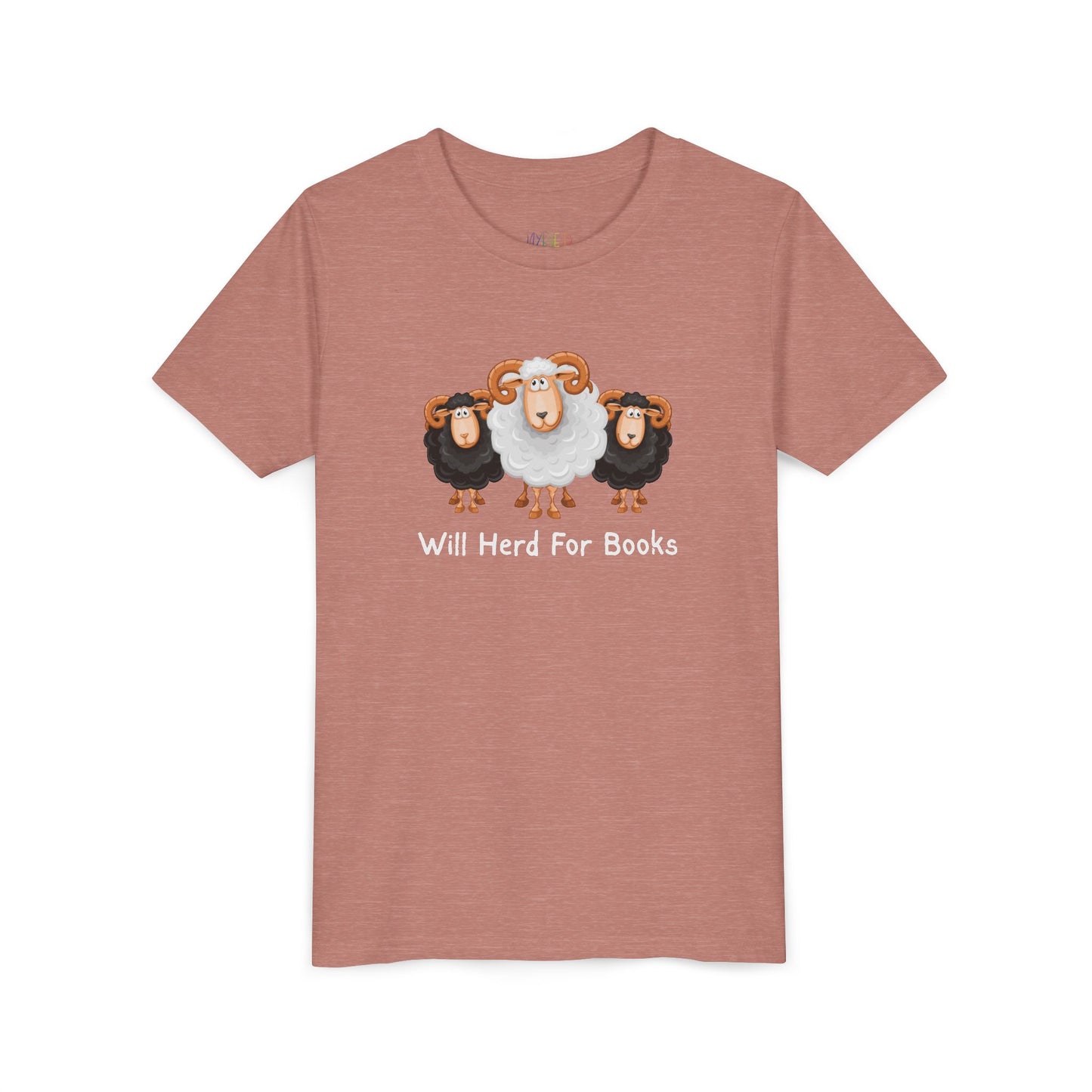 Youth Will Herd for Books T-Shirt – Funny Sheep Tee for Young Book Wranglers