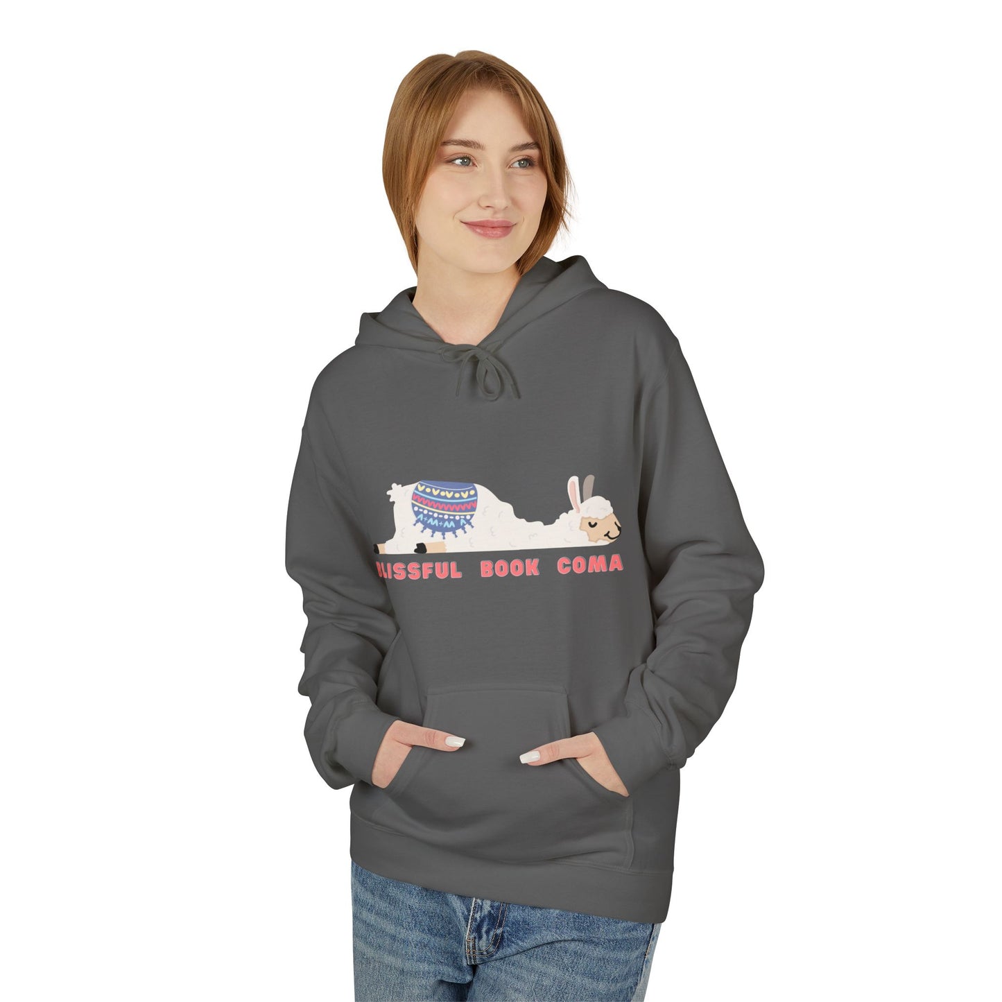 Teen/Adult Unisex Blissful Book Coma Llama Hoodie