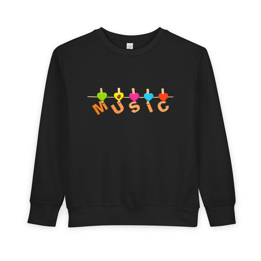 Toddler Music Love Sweatshirt – Colorful Heart Notes Crewneck for Little Performers