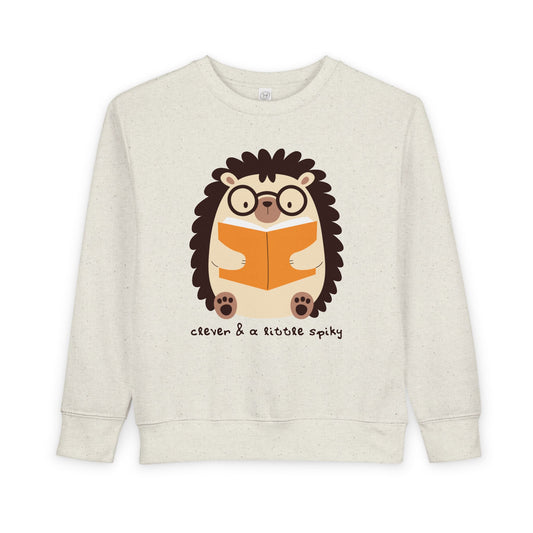 Toddler Clever & a Little Spiky Sweatshirt – Cute Hedgehog Reading Crewneck for Book-Loving Kids