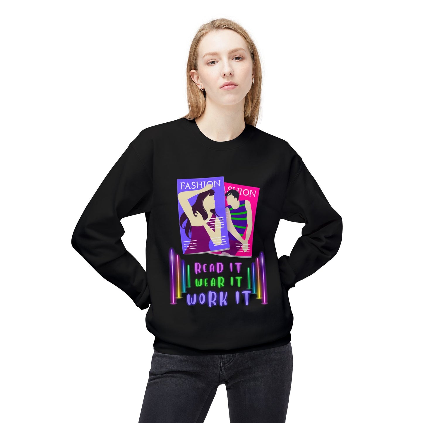 Teen/Adult Unisex Read It, Wear It, Work It Sweatshirt, Fashion Magazine Sweatshirt