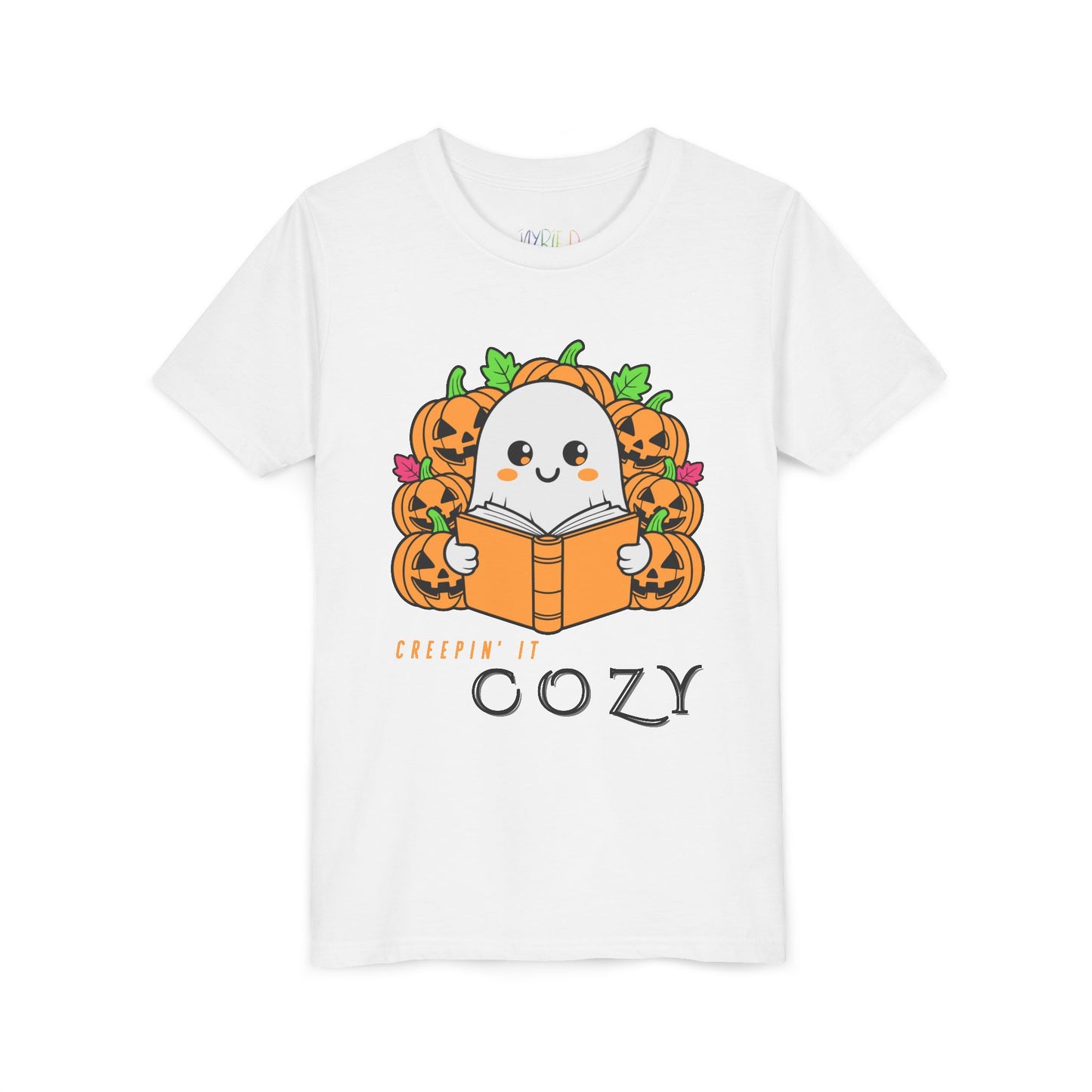 Youth Creepin’ It Cozy Tee – Fun Halloween Ghost & Pumpkins Reading Shirt