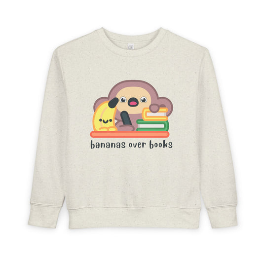 Toddler Bananas Over Books Sweatshirt – Cute Monkey Reading Crewneck for Little Book Lovers