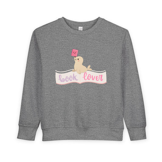 Toddler Book Lover Seal Sweatshirt – Cute Ocean Reader Crewneck for Little Story Fans