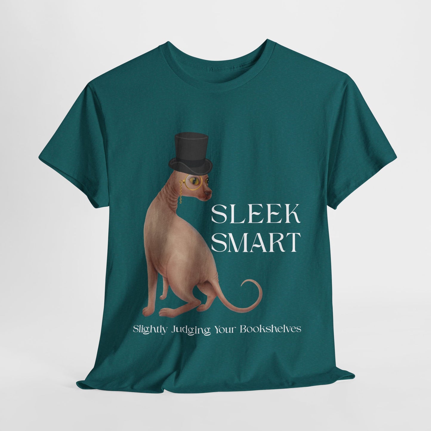 Teen/Adult Unisex Sleek Smart Tee – For Bookish Minds with Feline Taste