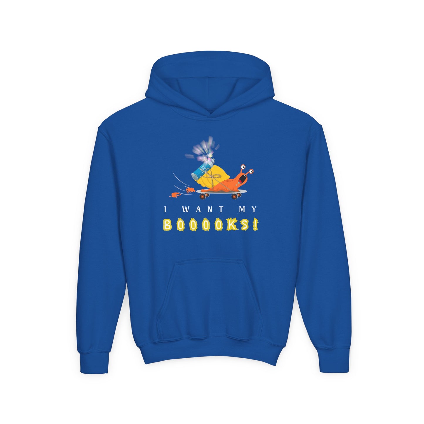 Youth I Want My Boooooks! Hoodie – Fast, Fun & Full of Story Energy