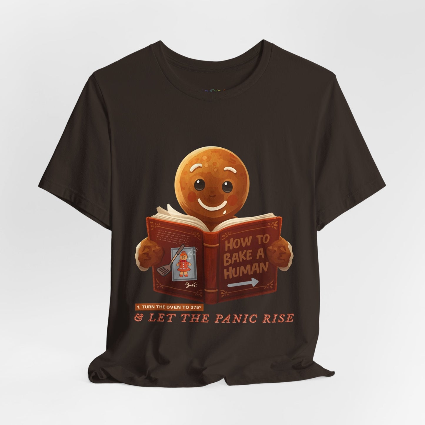 Teen/Adult Unisex How to Bake a Human T-Shirt â€“ Gingerbread Dark Humor Christmas Design Printify