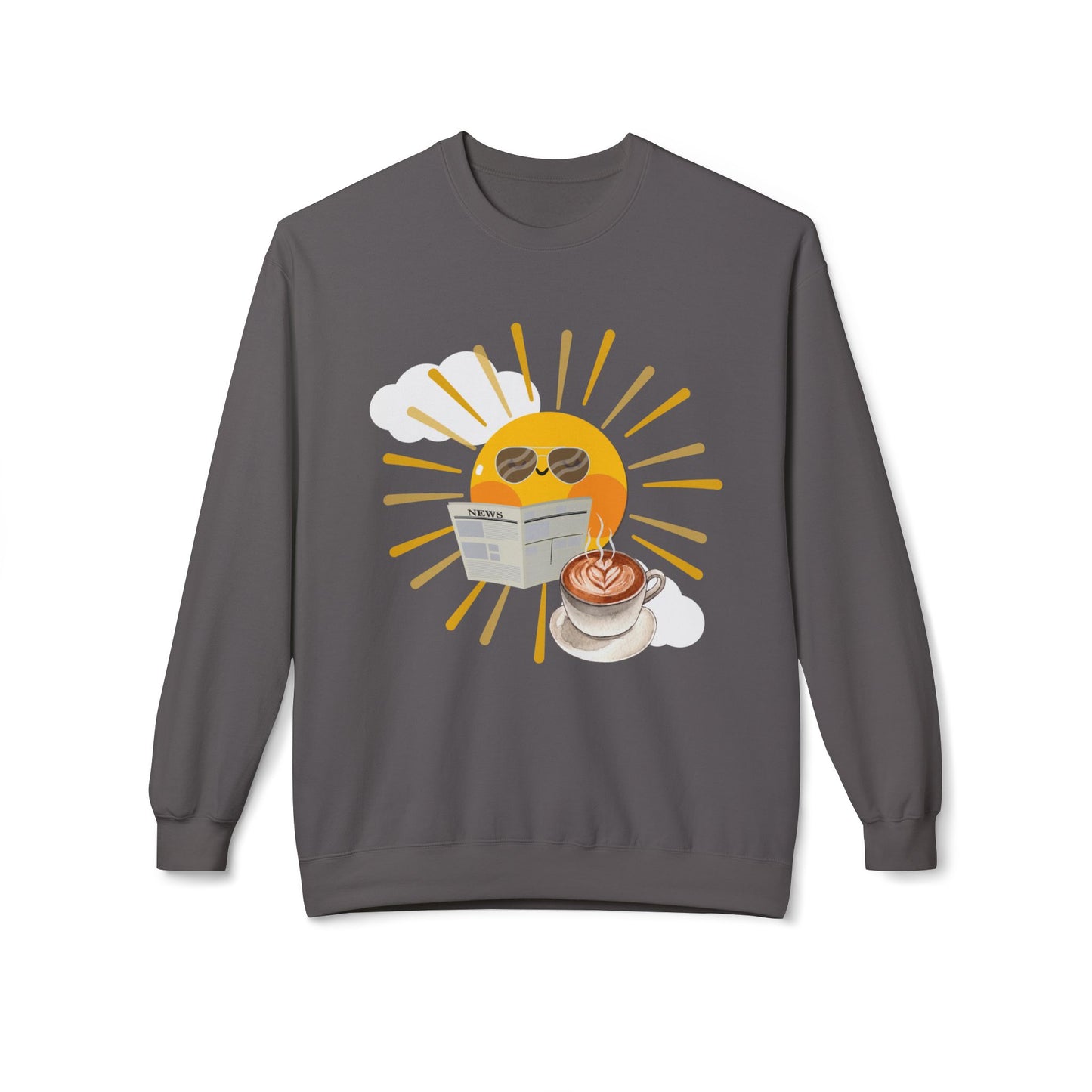 Teen/Adult Unisex Sunny Side of the Story Sweatshirt – Cheerful Morning Reader Design