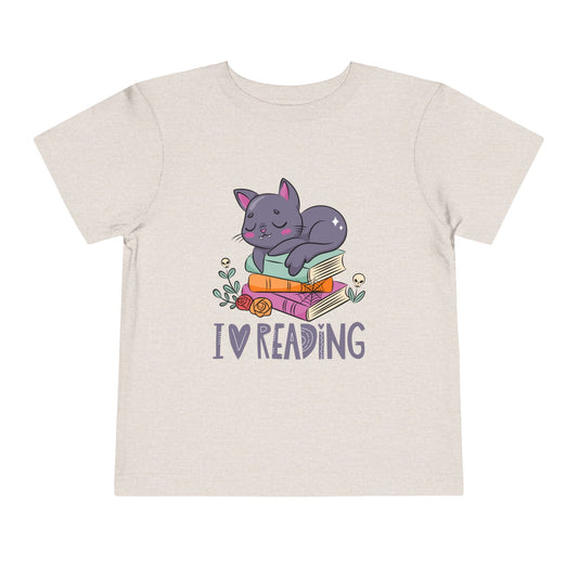 Toddler I Love Reading Cat Tee – Cute Bookworm Shirt for Little Readers