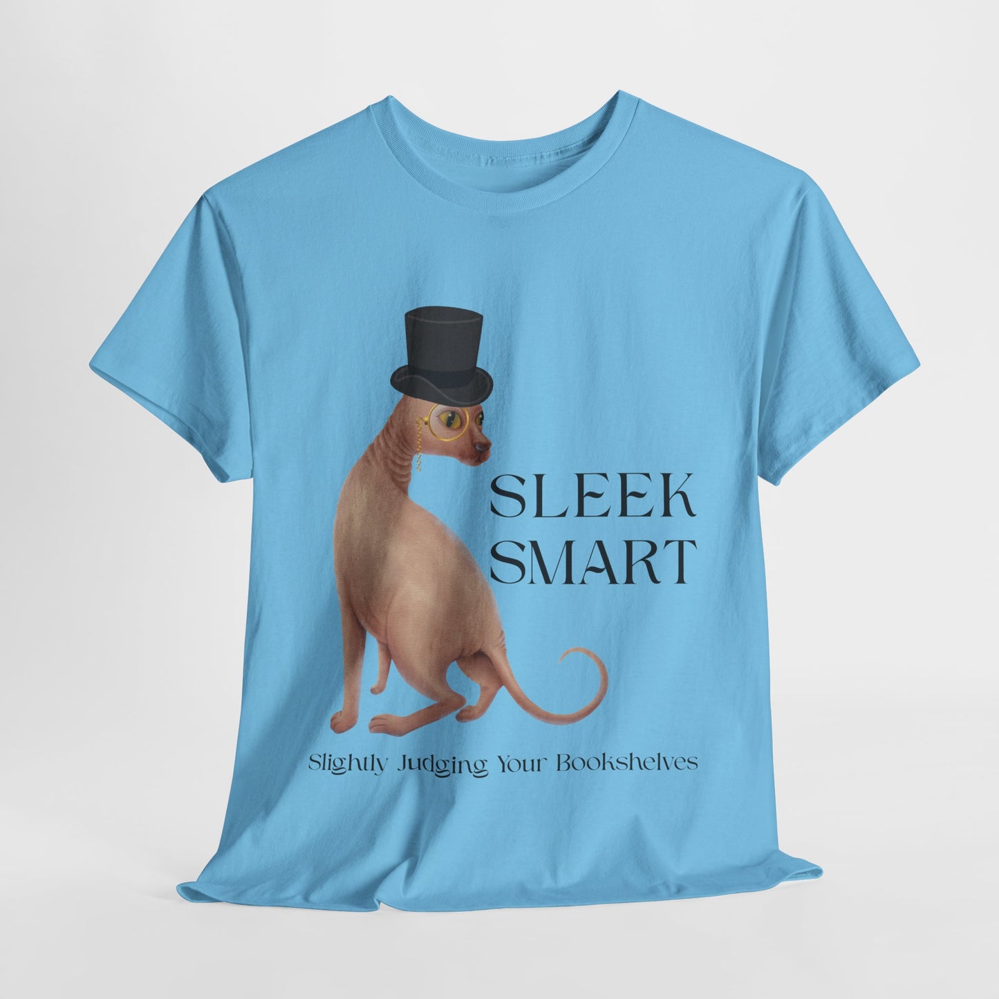 Teen/Adult Unisex Sleek Smart Tee – For Bookish Minds with Feline Taste