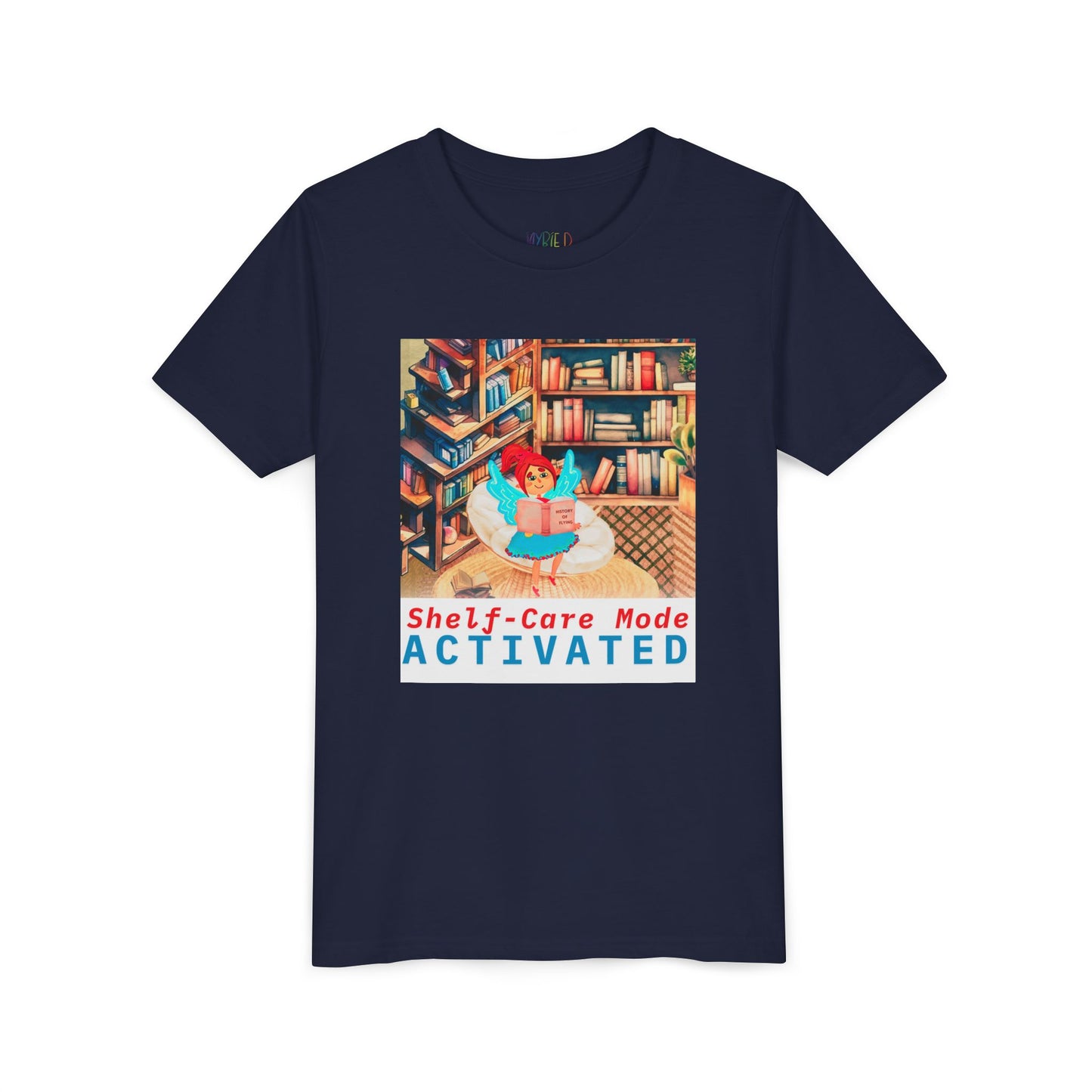 Youth Shelf-Care Mode Activated Youth Tee – Recharge with a Good Book