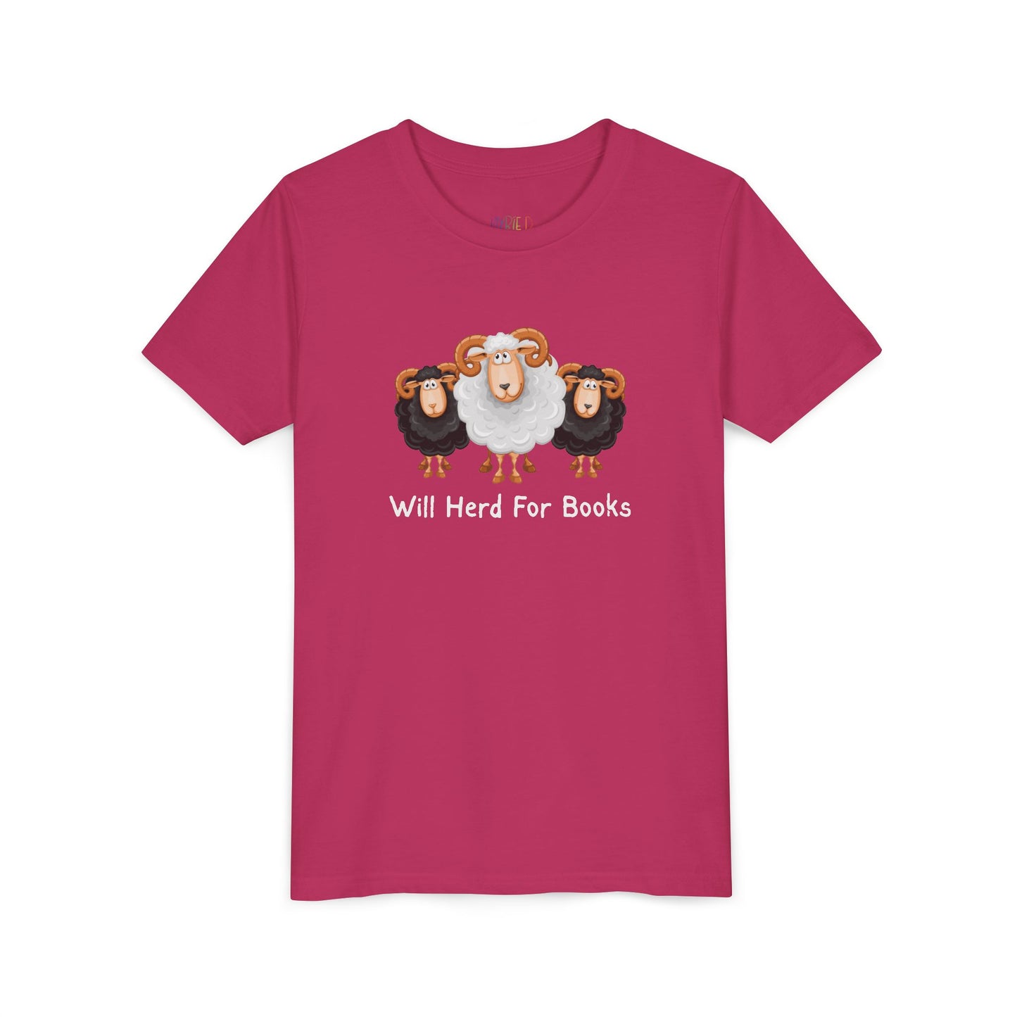 Youth Will Herd for Books T-Shirt – Funny Sheep Tee for Young Book Wranglers
