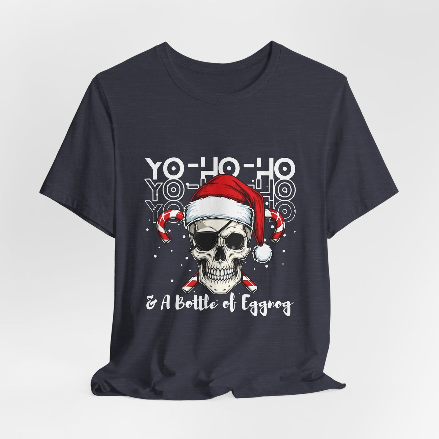 Teen/Adult Unisex Yo-Ho-Ho Skull T-Shirt â€“ Pirate Christmas Humor Design Printify