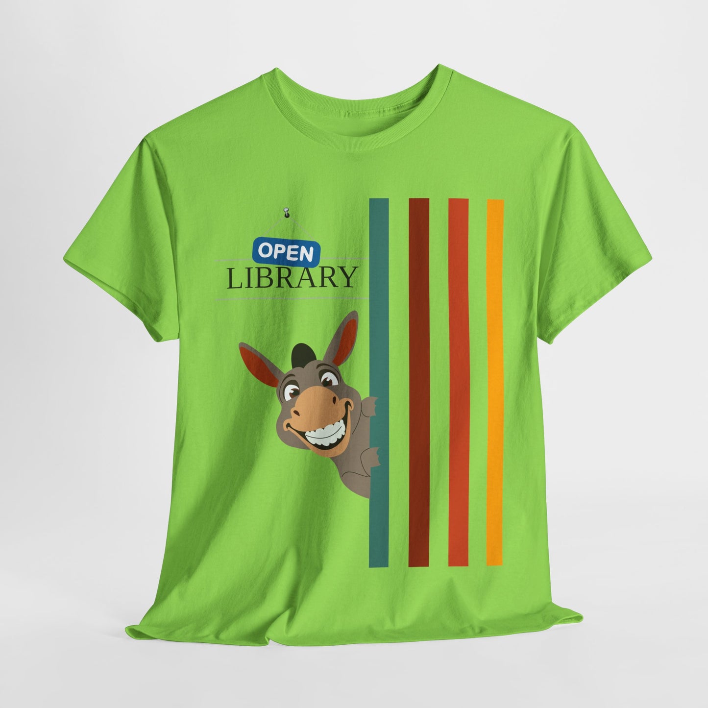 Teen/Adult Unisex Donkey Dell “Open Library” T-Shirt – Fun Literacy & Reading Graphic Tee